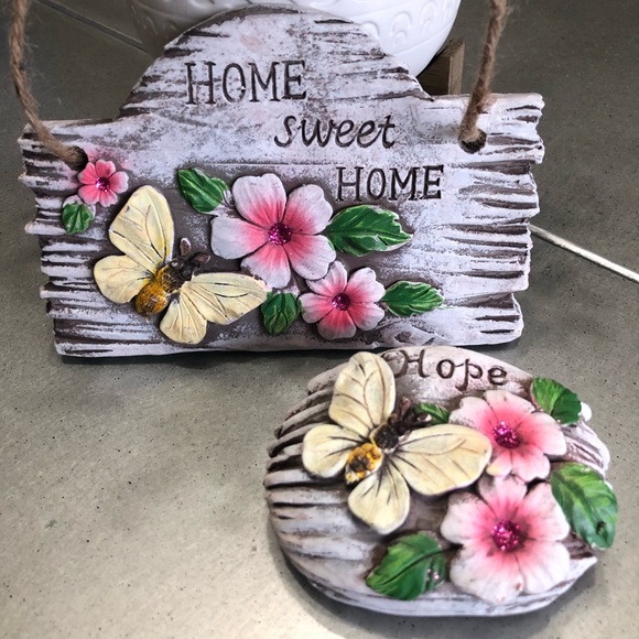 unbranded Other - NEW HOME SWEET HOME plaque and HOPE faux rock